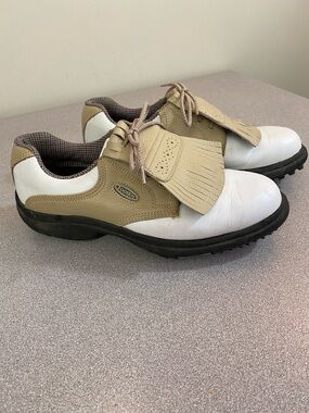 FootJoy Women's Golf Shoes in White and Tan with Fringe Kiltie